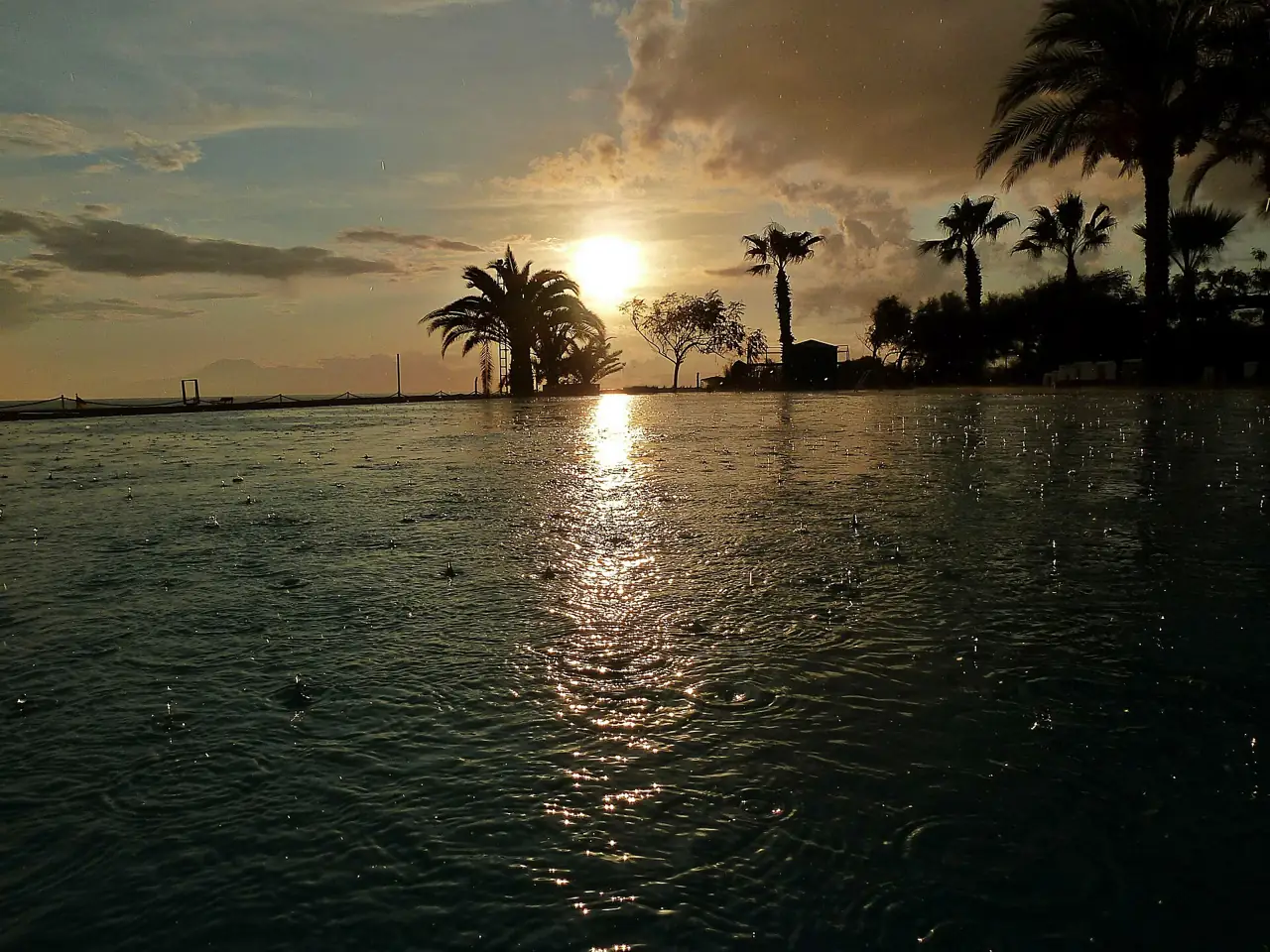 Sunset over the sea on the coast at Kadriye, Belek