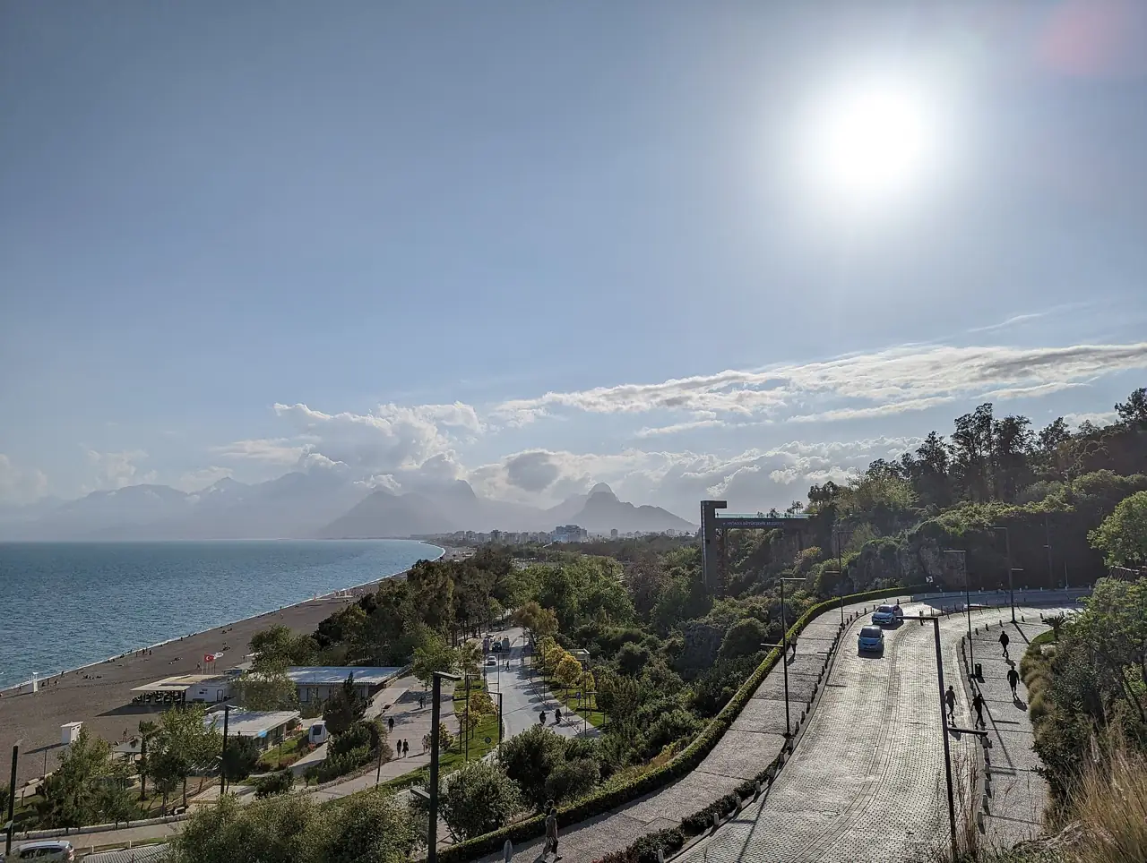 Konyaaltı beach and the Beydağları mountains seen from above, Antalya