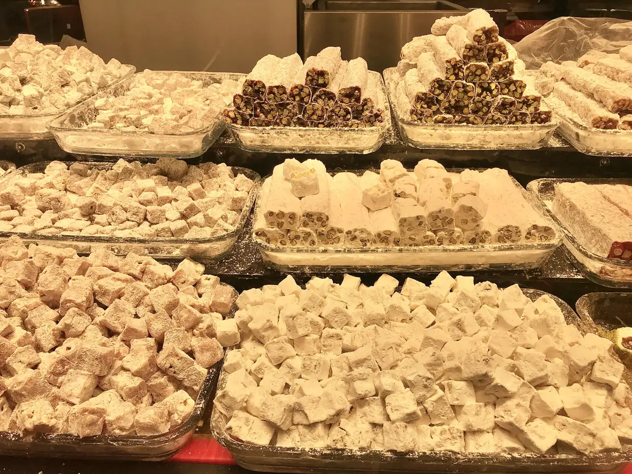 Trays of Turkish delight in many flavours